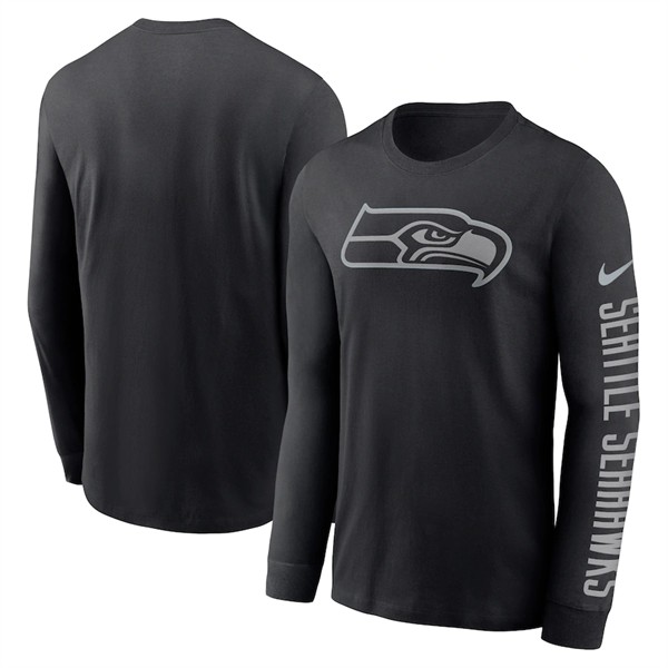 Men's Seattle Seahawks Black Long Sleeve T-Shirt